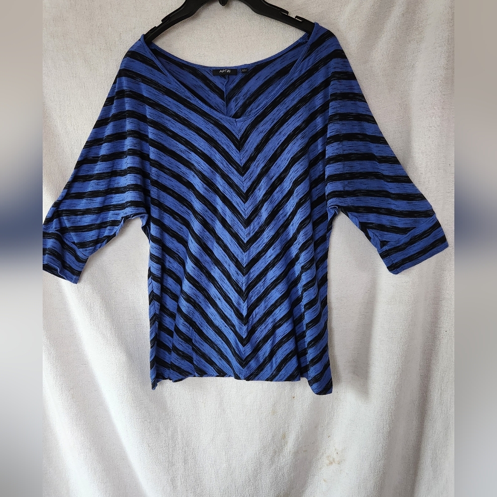 Apt. 9 Blue and Black Chevron Blouse